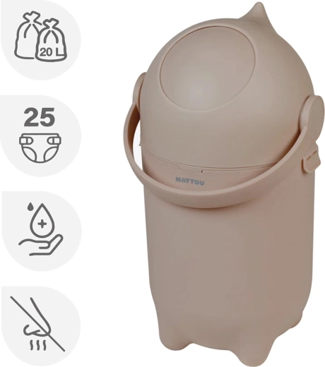 Nattou kôš na plienky Dropy taupe 20 l