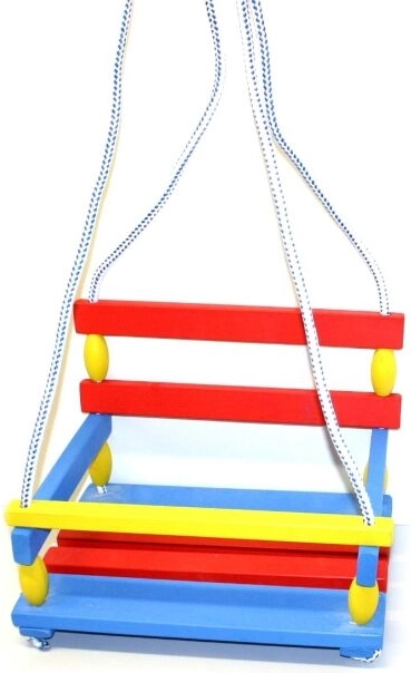 Drevená farebná hojdačka so zábranou