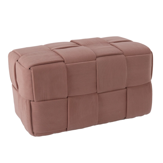 Ružová pletená obdĺžniková pufa 72 × 38 × 38 cm