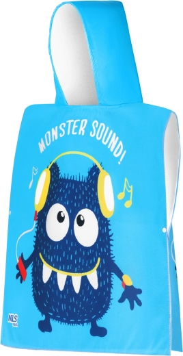 Detské pončo z mikrovlákna s kapucňou NILS aqua Monster Sound