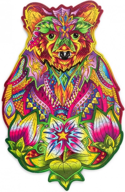 Drevené farebné puzzle – medveď