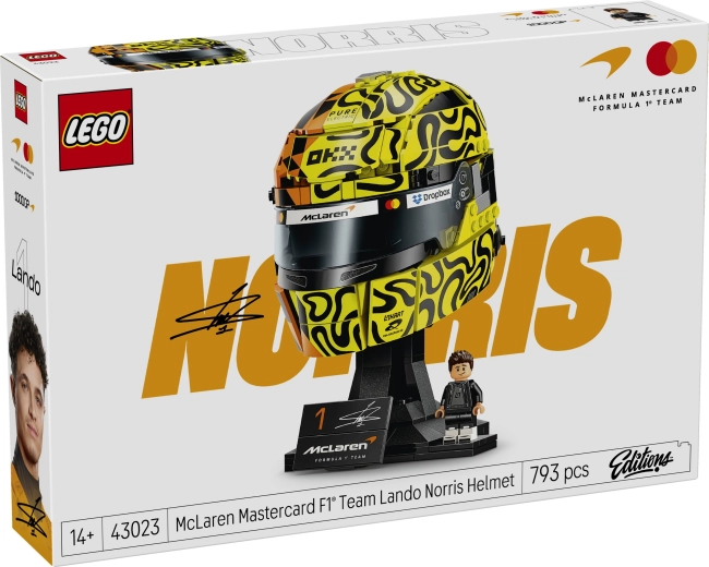 LEGO prilba Landa Norrisa z tímu McLaren Mastercard F1