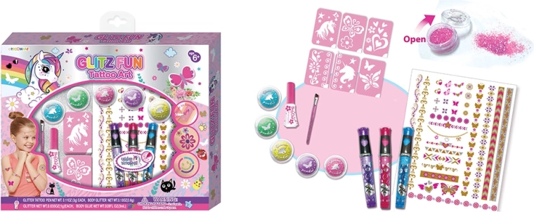 Veľká sada dočasných tetovaní na telo Gliz Fun
