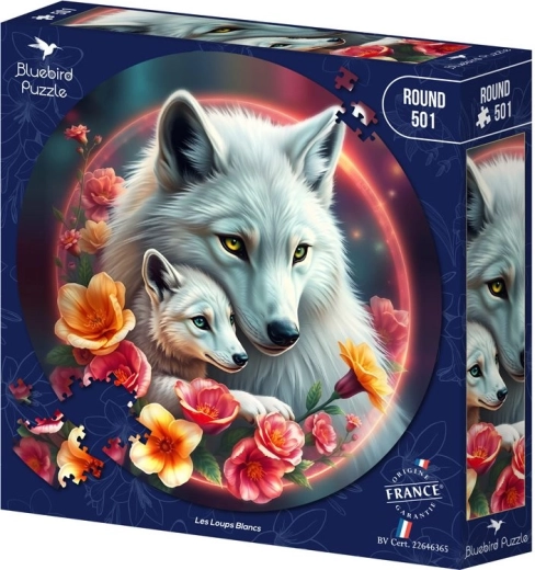 Bluebird okrúhle puzzle Biele vlky 501 dielikov