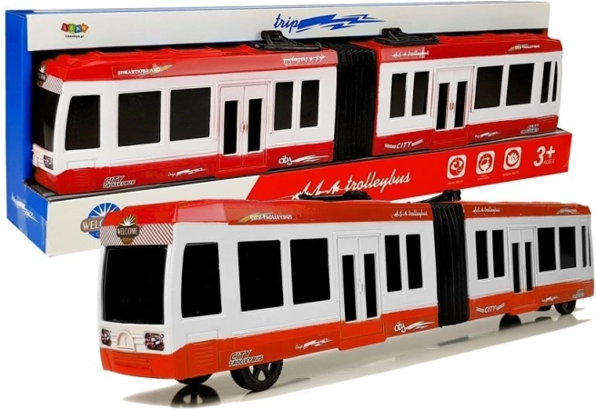 Kĺbový autobus so zotrvačníkom červený