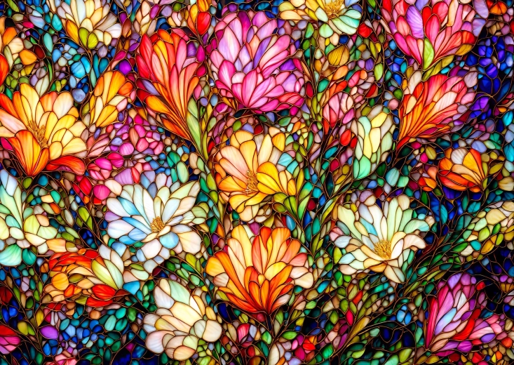 Enjoy puzzle abstraktná vitrážová kvetinová záhrada 1000 dielikov