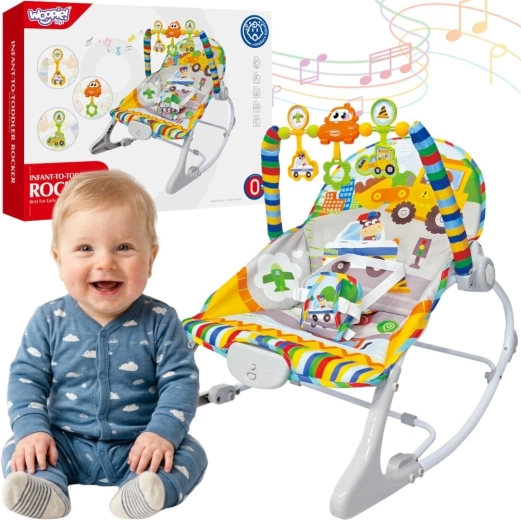 Woopie baby interaktívne lehátko s vibráciami a hrazdičkou, viacfarebné