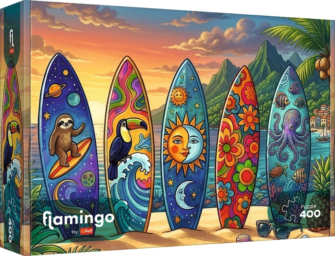 Puzzle Trefl Flamingo: dobrodružstvo na vlnách 400 dielikov