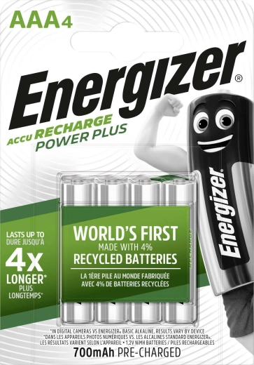 Energizer Power Plus AAA nabíjateľné batérie 700 mAh, 4 ks