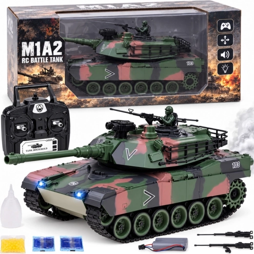 Diaľkovo ovládaný tank Abrams M1A1 RC 2,4 GHz 45 cm – streľba, dym, zvuk a svetlá