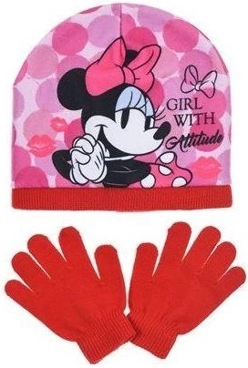 Červená čiapka a rukavice Minnie