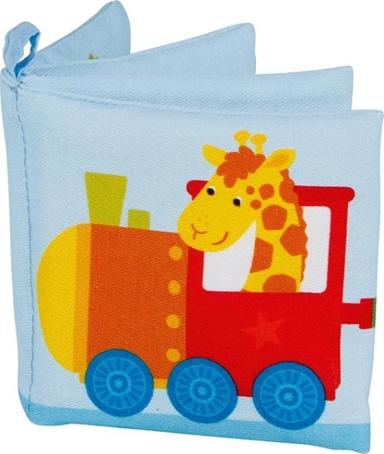 Bavlnená šuštivá knižka s píšťalkou vláčik