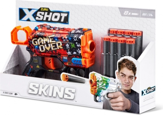 X-Shot Skins Menace – pištoľ na penové šípky, vzor B (8 šípok)