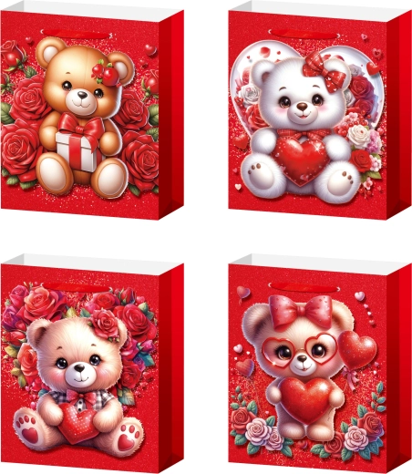 Darčeková taška S – medvedík s ružami