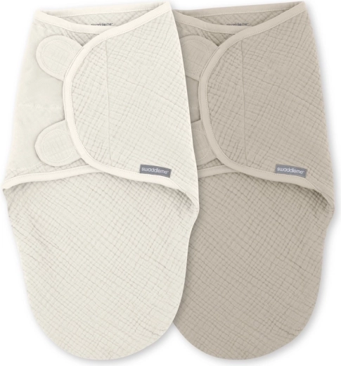 Mušelínové zavinovačky SwaddleMe™ Ulitka 1 TOG pre bábätká 0–3 mesiace, Cream/Cashew, 2 ks