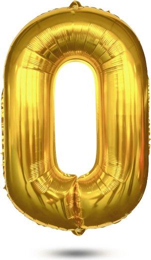 Zlatý fóliový balón v tvare čísla 0, 75 cm