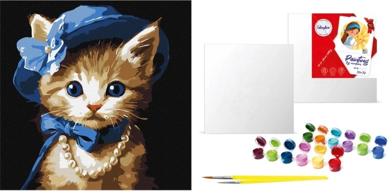 Malow.po maľovanie podľa čísel 30 × 30 cm – mačička v klobúku