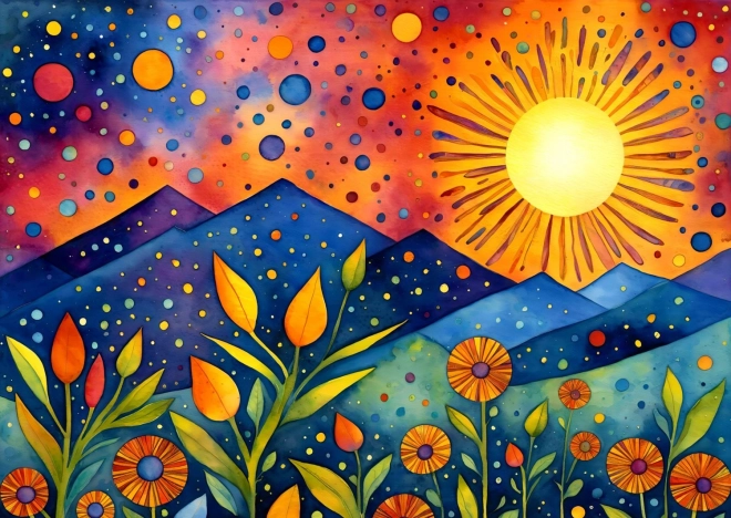 Puzzle Dážď pri západe slnka 1000 dielikov