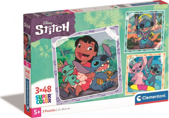 Puzzle CLEMENTONI Stitch 3×48 dielikov