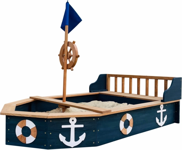 drevené pirátske pieskovisko AXI Doris s úložným priestorom a plachtou 153 cm