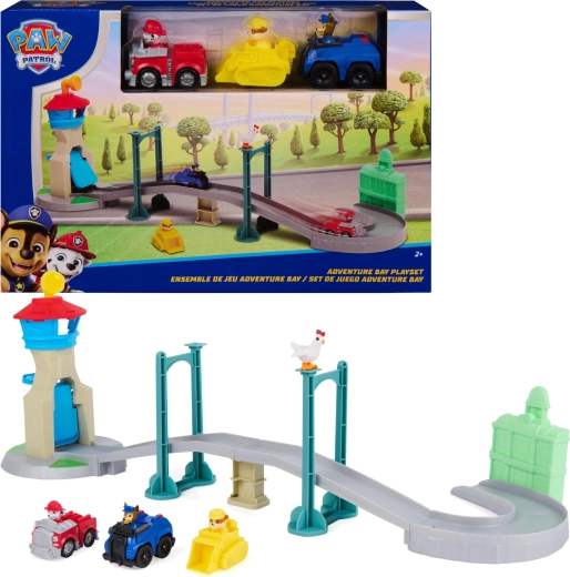 Spin Master PAW Patrol hracia sada Adventure Bay s mostom, 3 vozidlami a figúrkou Chickaletty