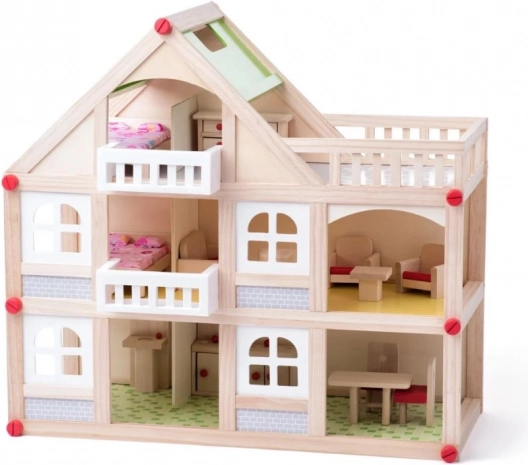 Dvojposchodový domček pre bábiky s terasou