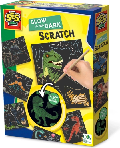 Vyškrabávacie obrázky dinosaury svietiace v tme