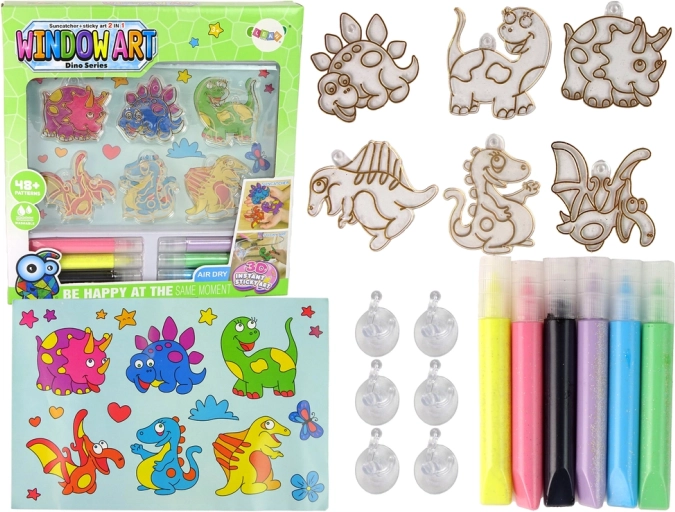 Kreatívna sada na okenné vitráže Dino 3D