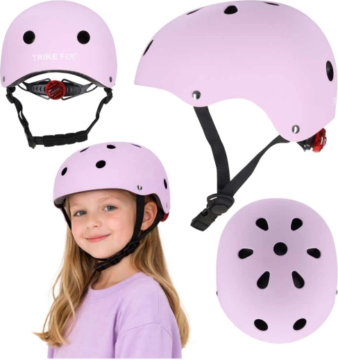 Detská cyklistická prilba s LED TRIKE FIX, veľkosť M (55–58 cm), fialová