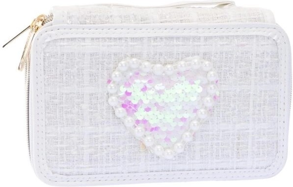 Trojstupňové tweedové puzdro Girabrilla biele