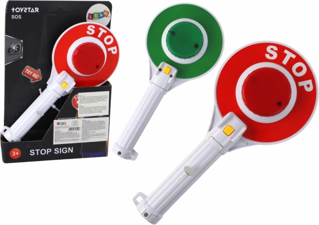 Detský policajný terčík obojstranný so svetlami stop/choď