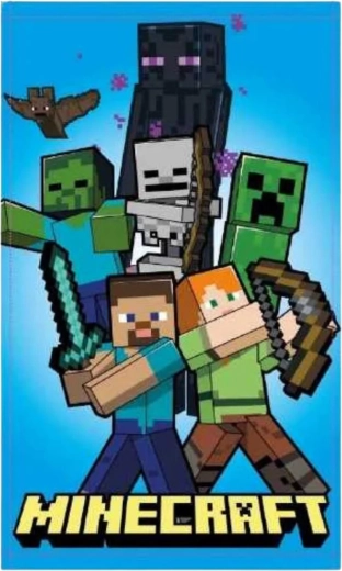 Detský uterák Minecraft 30 × 50 cm so Stevom, Alex, Creeperom a Endermanom