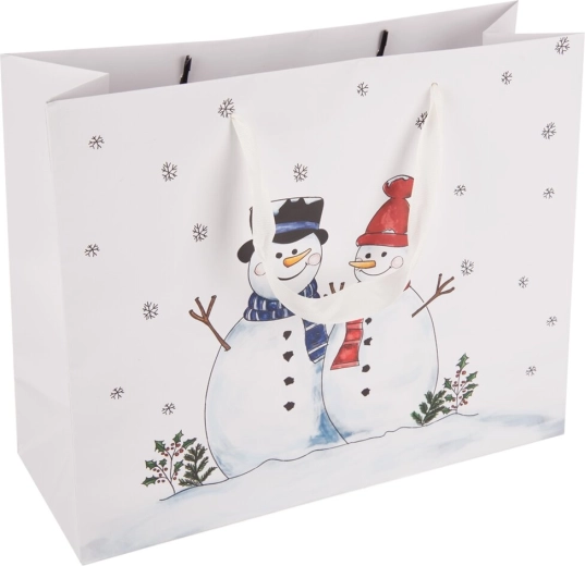 Darčeková papierová taška snehuliak 32 × 12 × 26 cm