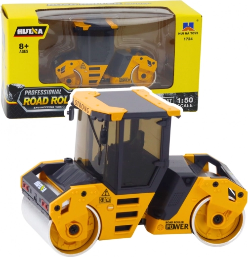 Kovový cestný valec HUINA 1:50 žltý