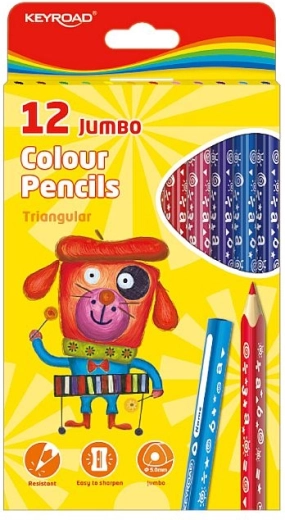 Pastelky KEYROAD Jumbo trojhranné, 12 farieb