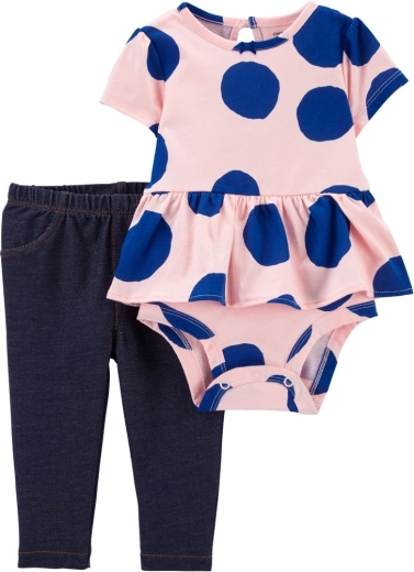 Carter's 2-dielna sada pre bábätko – body s krátkym rukávom a legíny PinkBlue Dots, veľkosť 56