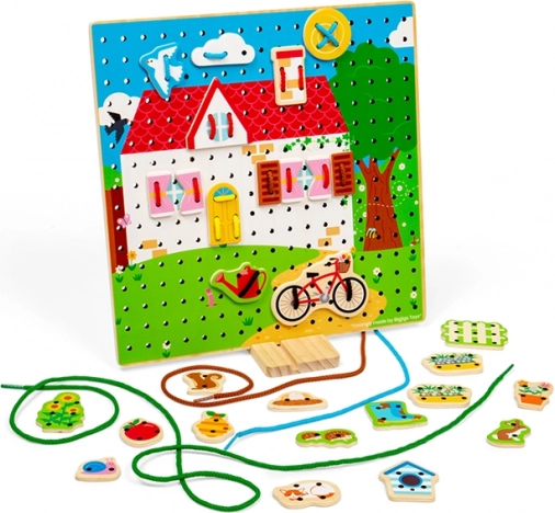 PrevlieKacia drevená doska domček BIGJIGS TOYS