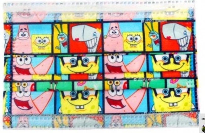 Jednorazové detské rúško s motívom Spongebob v nohaviciach