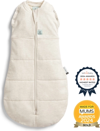 ErgoPouch Cocoon zavinovačka a spací vak 2v1 Oatmeal Marle 2,5 TOG (6–12 mesiacov)