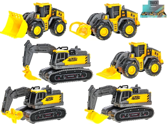 Stavebné vozidlá na zotrvačník 11,5 cm – žltá