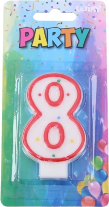 Párty sviečka červená tvar čísla 8