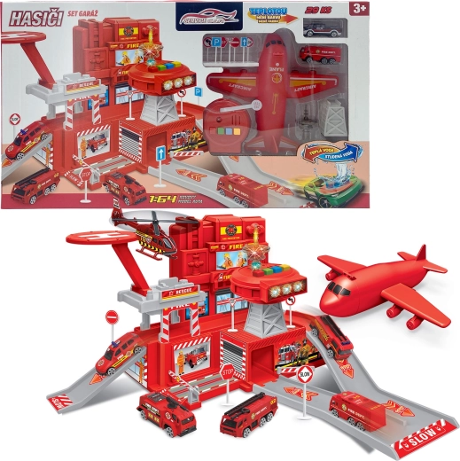 Hasičský set s garážou a autom meniace farbu