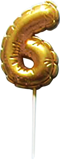 Tortová sviečka číslo 6 zlatá TORO