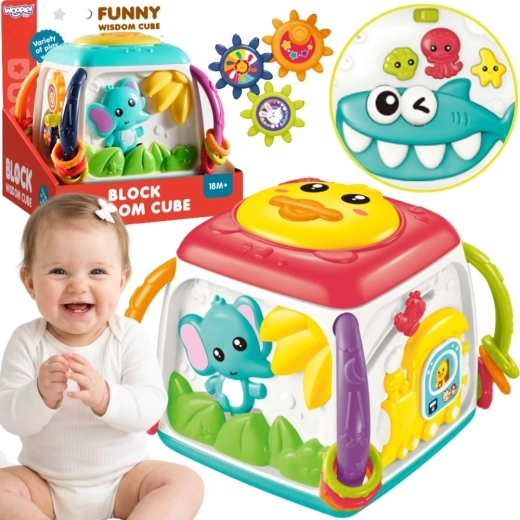 Woopie Baby interaktívna multifunkčná vzdelávacia kocka 18m+