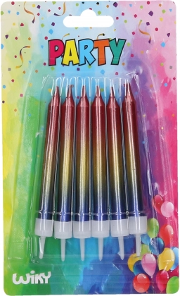 Metalické sviečky so stojanmi - 6 kusov