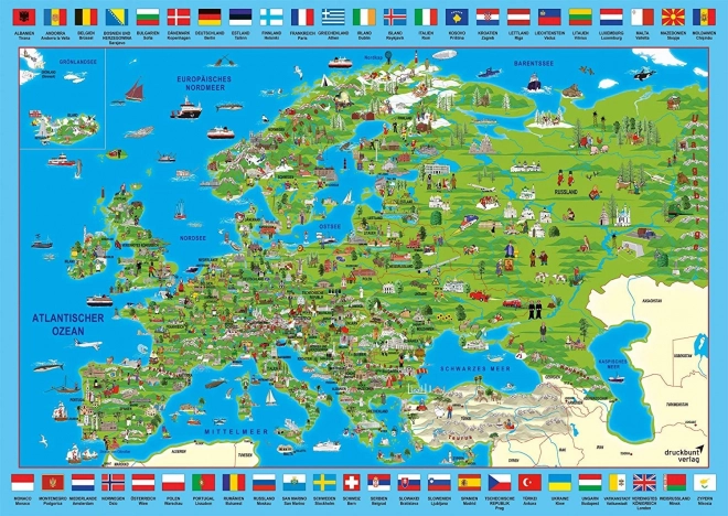 SCHMIDT puzzle ilustrovaná mapa Európy – 500 dielikov