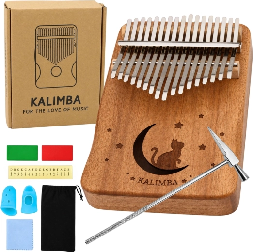 Kalimba so 17 klávesmi – drevené palcové piano s príslušenstvom