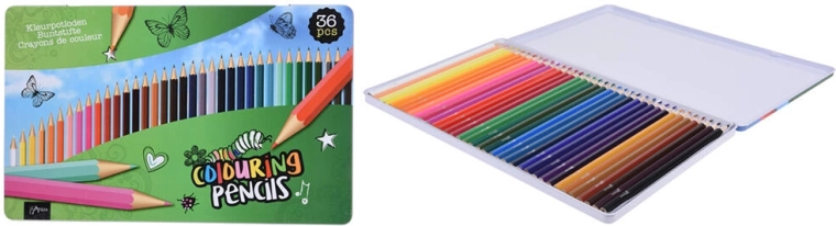 Drevené pastelky 36 ks v kovovej krabičke