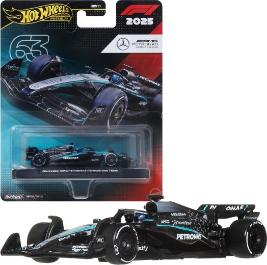 Hot Wheels Premium závodné auto Formuly 1 Mercedes-Benz F1 George Russell #63