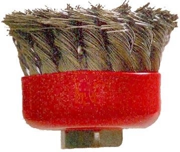 Hrnčekový copánkový kefový kotúč M14, priemer 65 mm, drôt 0,3 mm